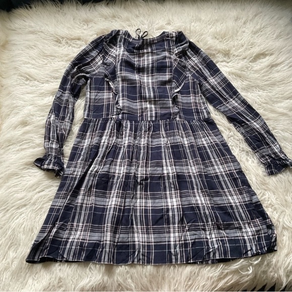LOFT Blue Plaid Ruffle Dress‎ size S - Picture 4 of 12
